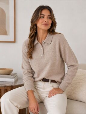 J.Crew Rhinestone-button sweater-polo in extra-soft yarn Size XL NWT $118
